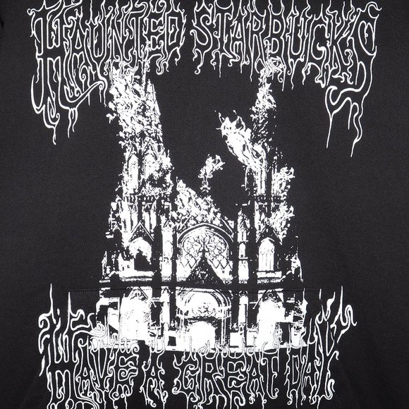 Haunted Starbucks x Have A Great Day 'Black Metal' NYC Halloween Popup Hoodie - Picture 3 of 6